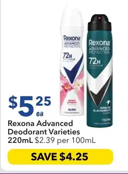 Ritchies Rexona Advanced Deodorant Varieties offer