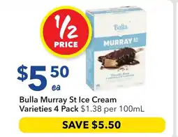 Ritchies Bulla Murray St Ice Cream Varieties 4 Pack offer