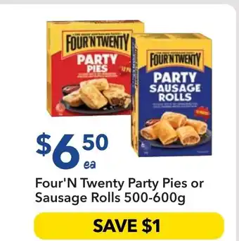 Ritchies Four 'N Twenty Party Pies or Sausage Rolls offer