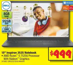 JB Hi-Fi 15" Inspiron 3535 Notebook offer