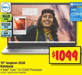 JB Hi-Fi 15" Inspiron 3530 Notebook offer