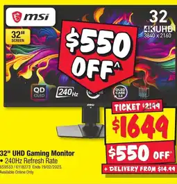 JB Hi-Fi 32" UHD Gaming Monitor offer