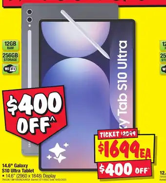 JB Hi-Fi 14.6" Galaxy S10 Ultra Tablet offer