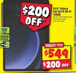 JB Hi-Fi 10.9" Galaxy Tab S9 FE Wi-Fi 128GB offer