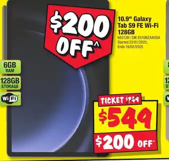 JB Hi-Fi 10.9" Galaxy Tab S9 FE Wi-Fi 128GB offer