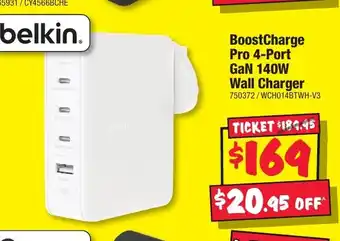 JB Hi-Fi BoostCharge Pro 4-Port GaN 140W Wall Charger offer