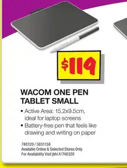 JB Hi-Fi Wacom One Pen Tablet Small offer