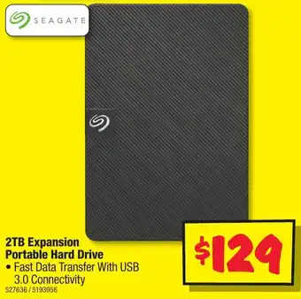 JB Hi-Fi Seagate 2TB Expansion Portable Hard Drive offer