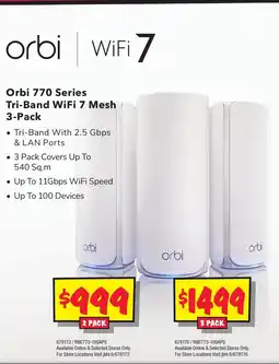 JB Hi-Fi Orbi 770 Series Tri-Band WiFi 7 Mesh 3-Pack offer