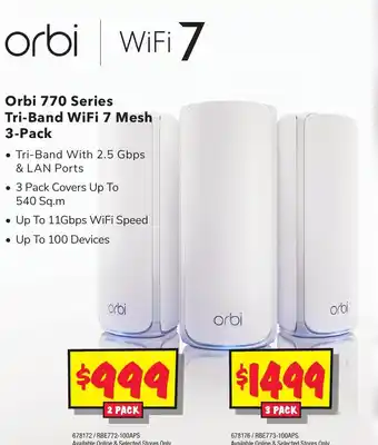 JB Hi-Fi Orbi 770 Series Tri-Band WiFi 7 Mesh 2-Pack offer