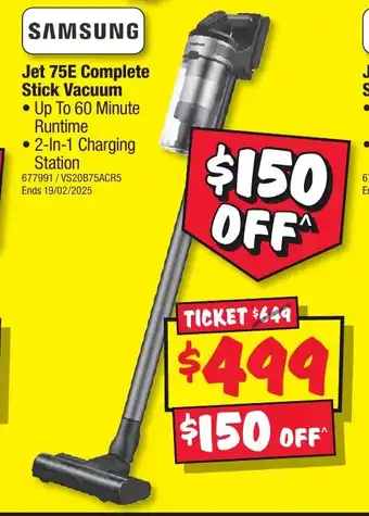 JB Hi-Fi Jet 75E Complete Stick Vacuum offer