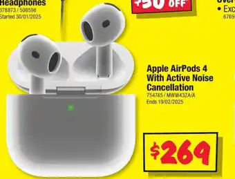 JB Hi-Fi Apple airpods 4 with active noise cancellation offer