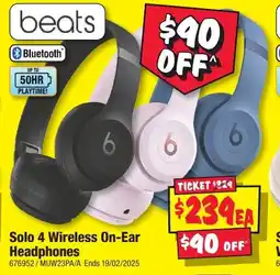 JB Hi-Fi Solo 4 Wireless On-Ear Headphones offer