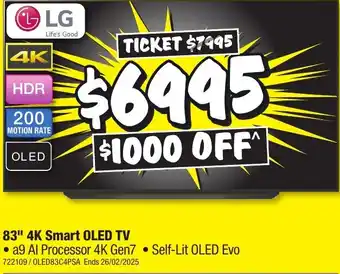 JB Hi-Fi 83" 4K Smart OLED TV offer