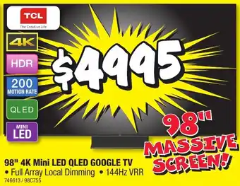 JB Hi-Fi 98" 4K Mini LED QLED GOOGLE TV offer