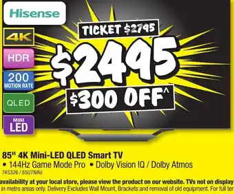 JB Hi-Fi 85" 4K Mini-LED QLED Smart TV offer