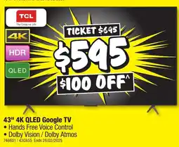 JB Hi-Fi 43" 4K QLED Google TV offer