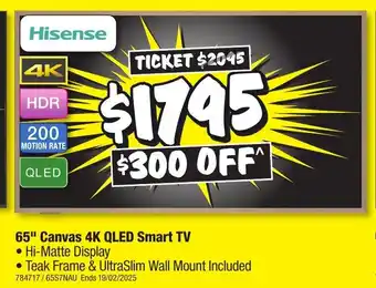 JB Hi-Fi 65" Canvas 4K QLED Smart TV offer