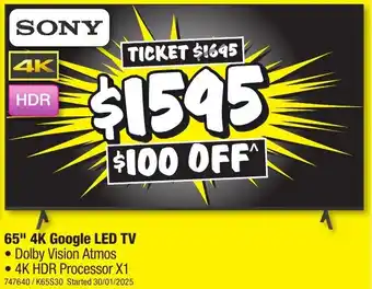 JB Hi-Fi 65" 4K Google LED TV offer