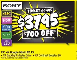 JB Hi-Fi 75" 4k google mini led tv offer