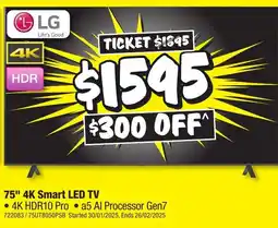 JB Hi-Fi 75" 4K Smart LED TV offer