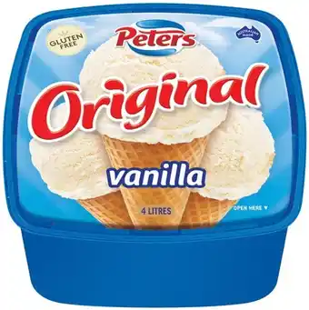 IGA Peters Original Ice Cream 4 Litre Selected Varieties offer