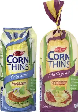 IGA Real Foods Corn or Rice Thins 125‑150g Selected Varieties offer