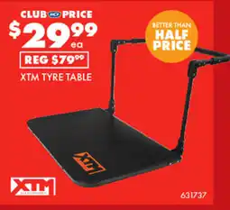 BCF Xtm tyre table offer