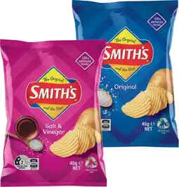 IGA Smith’s Crinkle Cut Chips, Doritos Cheese Supreme or Twisties 45g Selected Varieties offer