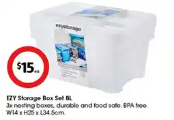 Coles Ezy storage box set 8l offer