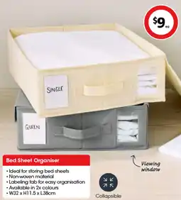 Coles Bed Sheet Organiser offer