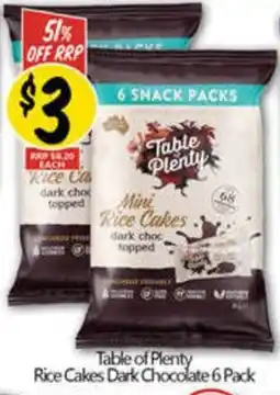 NQR Table of Plenty Rice Cakes Dark Chocolate offer