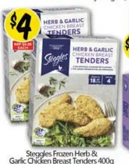 NQR Steggles Frozen Herb & Garlic Chicken Breast Tenders offer