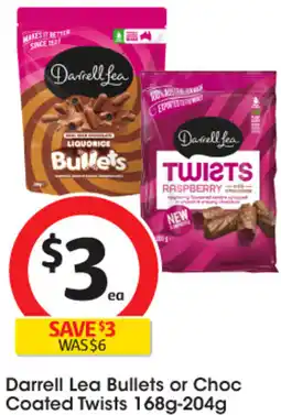 Coles Darrell Lea Bullets or Choc Coated Twists offer