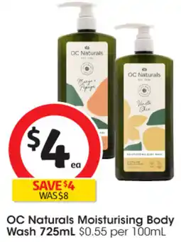 Coles OC Naturals Moisturising Body Wash offer