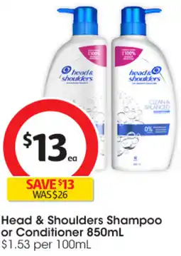 Coles Head & Shoulders Shampoo or Conditioner offer