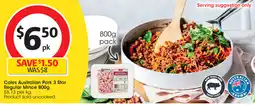 Coles Coles Australian Pork 3 Star Regular Mince offer