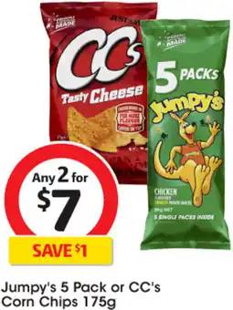 Coles Jumpy's 5 Pack or CC's Corn Chips offer