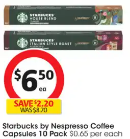 Coles Starbucks by Nespresso Coffee Capsules offer