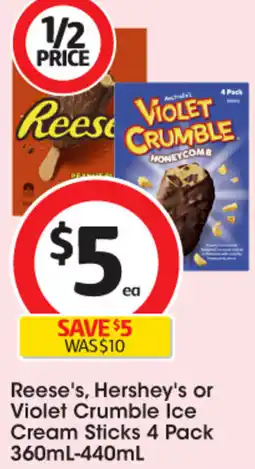 Coles Reese's Hershey's or Violet Crumble Ice Cream Sticks offer