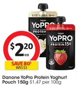 Coles Danone YoPro Protein Yoghurt Pouch offer