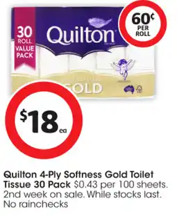 Coles Quilton 4-Ply Softness Gold Toilet Tissue offer