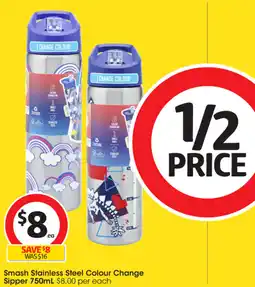 Coles Smash Stainless Steel Colour Change Sipper offer