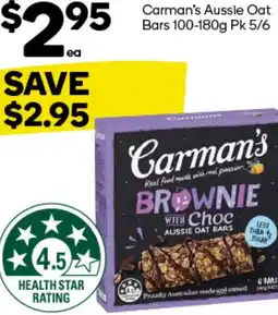 Woolworths Carman's Aussie Oat Bars offer