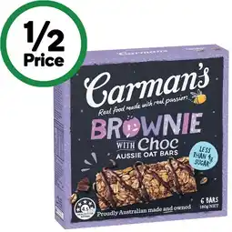 Woolworths Carman’s Aussie Oat Bars 100-180g Pk 5/6 offer