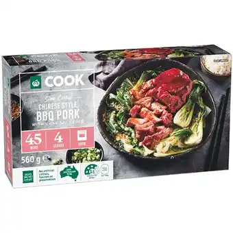 Woolworths Woolworths COOK Slow Cooked Chinese Style BBQ Pork with Char Siu Sauce 560g offer