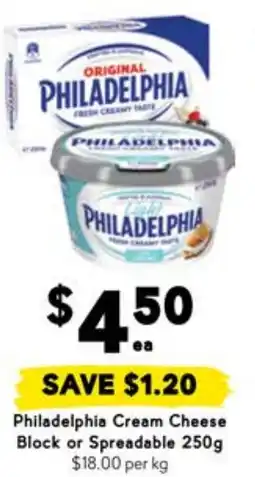 Drakes Philadelphia Cream Cheese Block or Spreadable offer