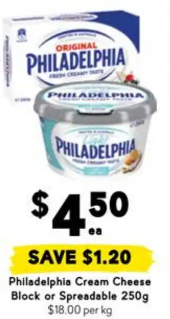 Drakes Philadelphia Cream Cheese Block or Spreadable offer