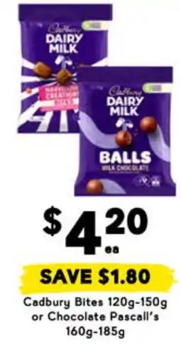 Drakes Cadbury Bites or Chocolate Pascall's offer