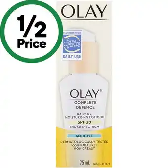 Woolworths Olay Complete Defence Daily UV Moisturising Lotion Sensitive SPF30 75ml§ offer